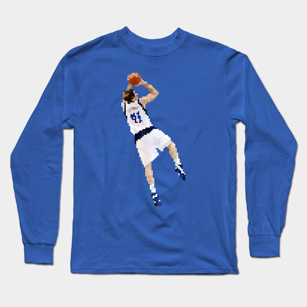 Dirk Nowitzki Fadeaway (Pixel Art) Long Sleeve T-Shirt by rattraptees